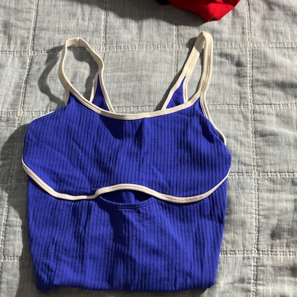Colsie Royal Blue Tank with White Accents